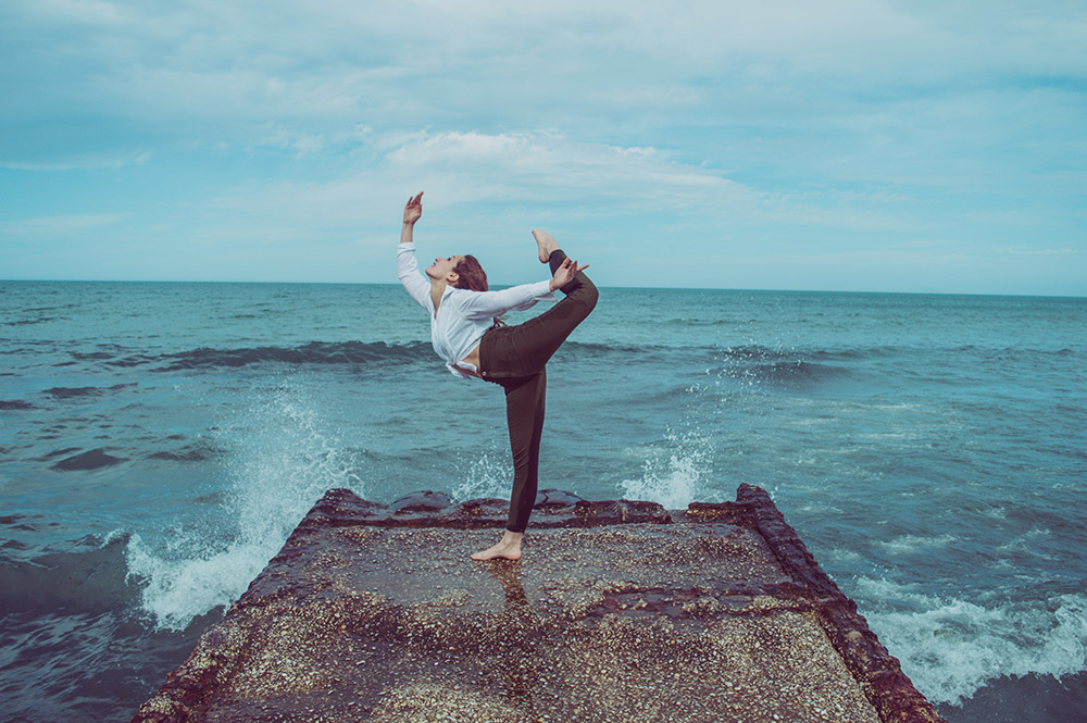 Ballet dancer on beach